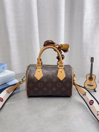 Louis Vuitton Speedy Nano Monogram Canvas Bag with Silk Scarf view 3