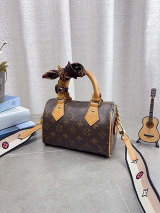 Louis Vuitton Speedy Nano Monogram Canvas Bag with Silk Scarf view 4