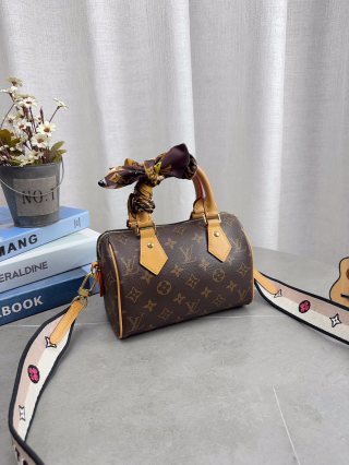 Louis Vuitton Speedy Nano Monogram Canvas Bag with Silk Scarf view 5