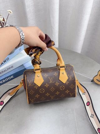 Louis Vuitton Speedy Nano Monogram Canvas Bag with Silk Scarf view 6