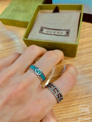 Gucci Double G Silver Couple Ring Turquoise view 2