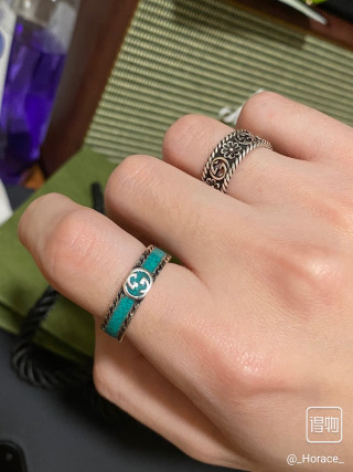 Gucci Double G Silver Couple Ring Turquoise view 3