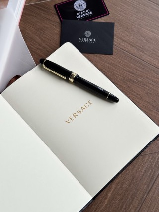 Versace Black Leather Notebook & Signature Pen Set view 4