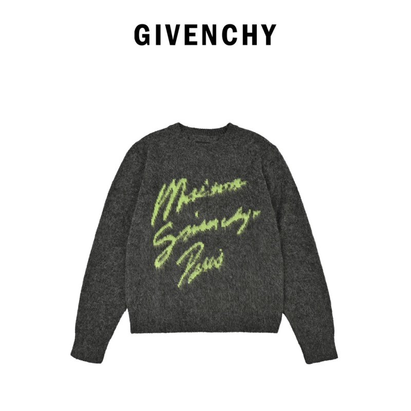 Charcoal Fuzzy Crew Neck Sweater with Yellow Graphic Print view