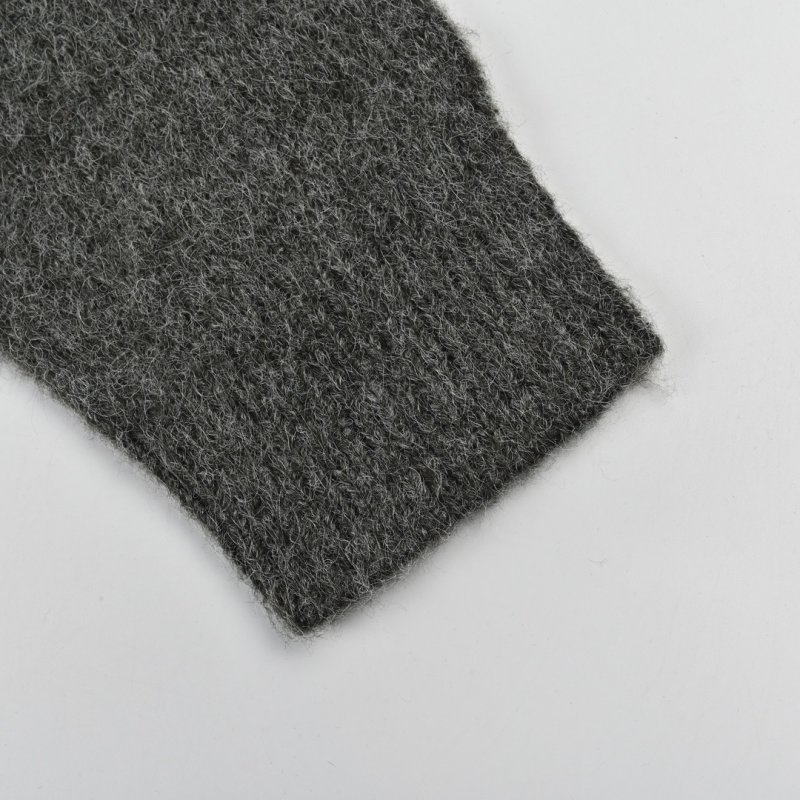 Charcoal Fuzzy Crew Neck Sweater with Yellow Graphic Print view