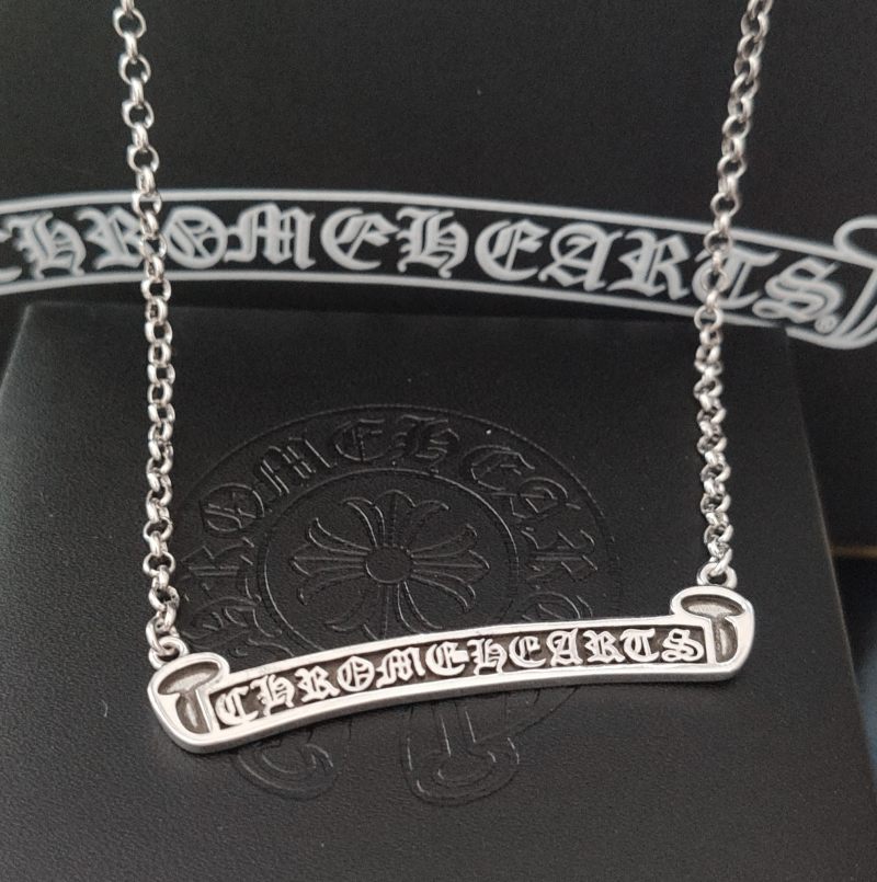 Chrome Hearts Logo Character Bar Pendant Necklace Silver view