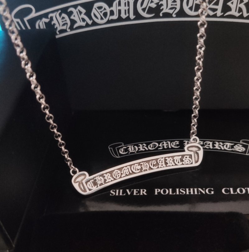 Chrome Hearts Logo Character Bar Pendant Necklace Silver view