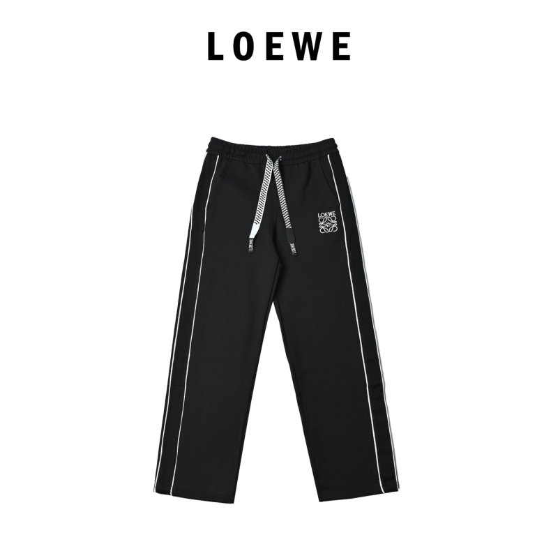 Loewe Black Logo Track Pants with Checkered Drawstring view