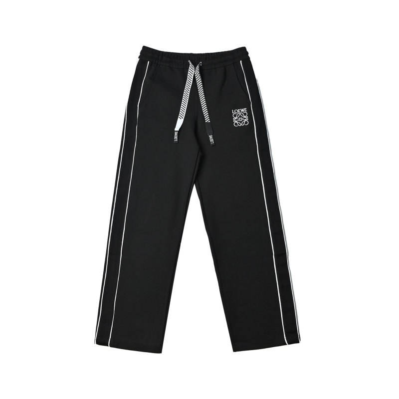 Loewe Black Logo Track Pants with Checkered Drawstring view