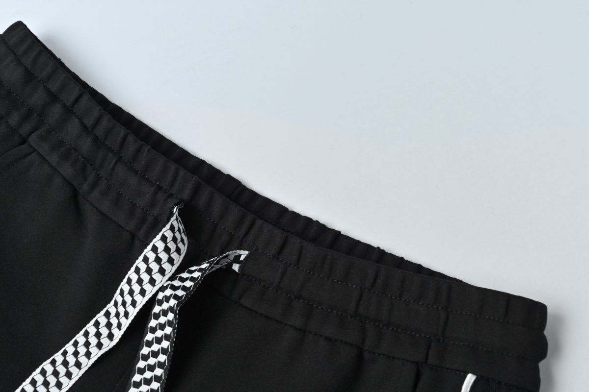 Loewe Black Logo Track Pants with Checkered Drawstring view