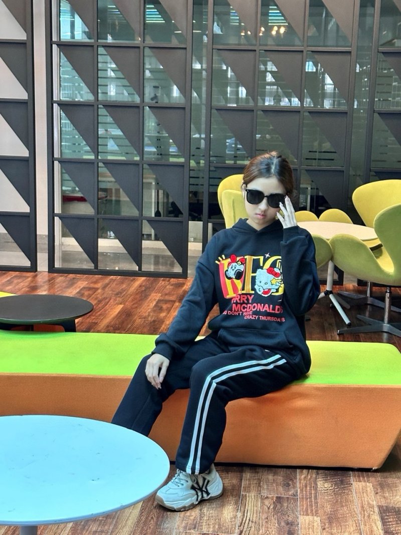 Black Track Pants with Striped Side Trim view