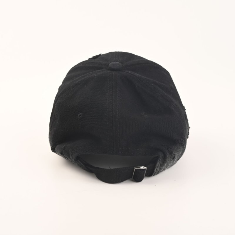 Balenciaga Black Dual Logo Distressed Cotton Baseball Cap view