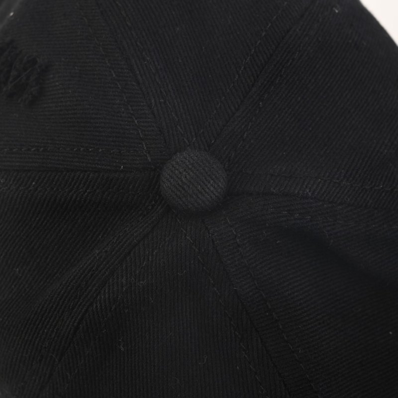 Balenciaga Black Dual Logo Distressed Cotton Baseball Cap view