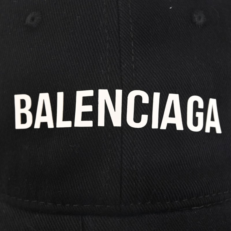 Balenciaga Black Dual Logo Distressed Cotton Baseball Cap view