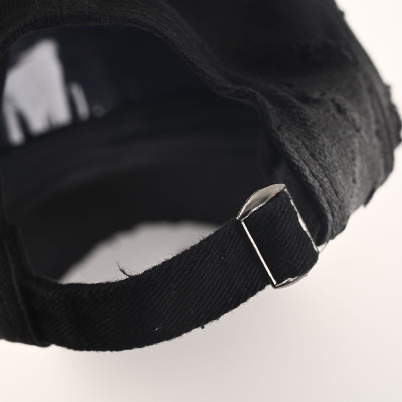 Balenciaga Black Dual Logo Distressed Cotton Baseball Cap view