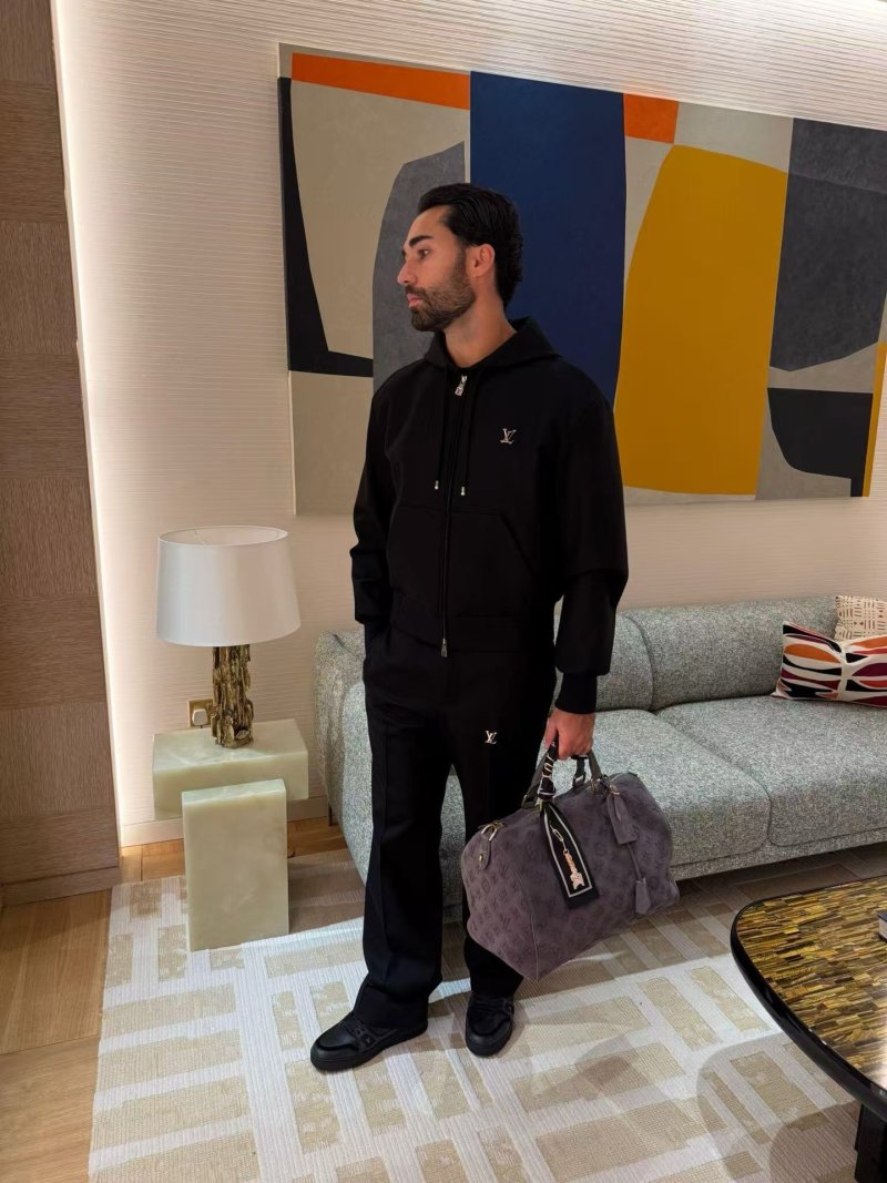 Louis Vuitton Black Zip Hoodie with LV Embroidery