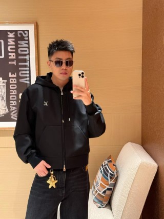 Louis Vuitton Black Zip Hoodie with LV Embroidery view 4