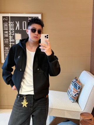Louis Vuitton Black Zip Hoodie with LV Embroidery view 5