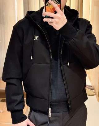 Louis Vuitton Black Zip Hoodie with LV Embroidery view 7