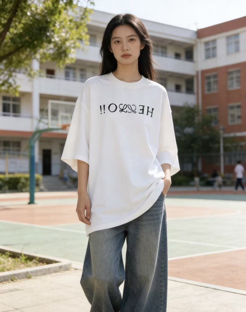 Hello Graphic Oversized White T-Shirt view