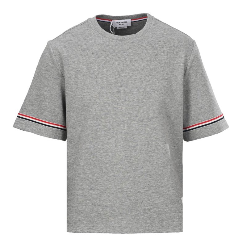 Grey Striped Sleeve T-Shirt with Shorts Set view