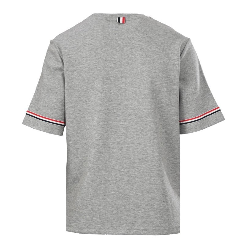 Grey Striped Sleeve T-Shirt with Shorts Set view