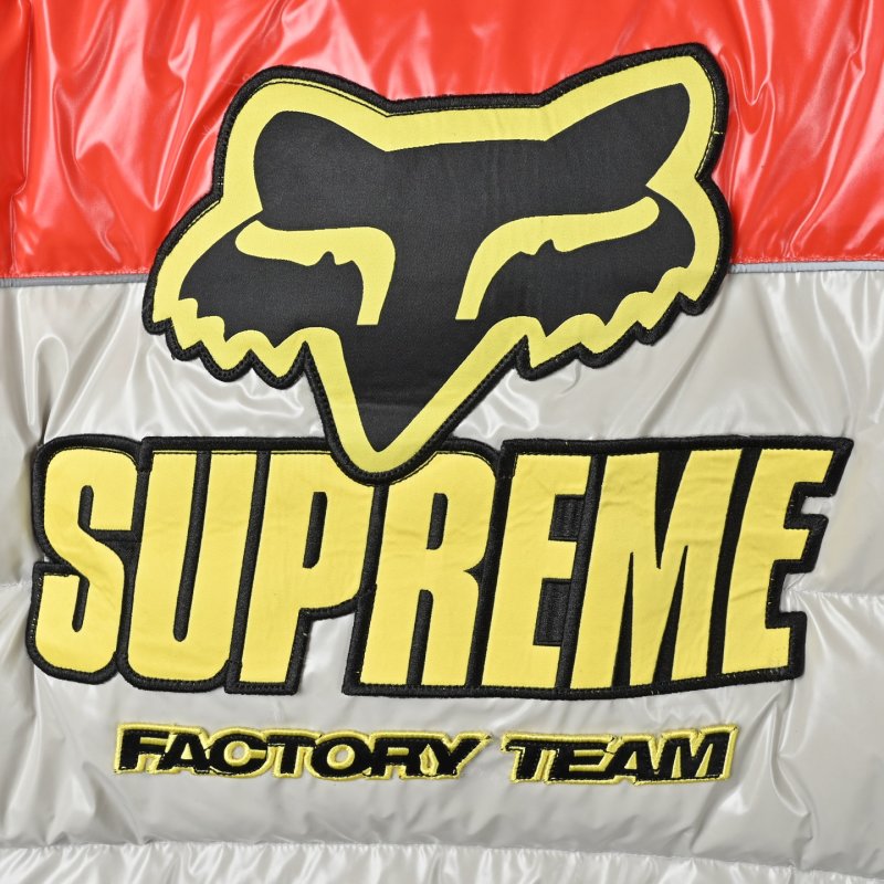 Supreme Fox Racing Red & Cream Puffer Down Jacket view