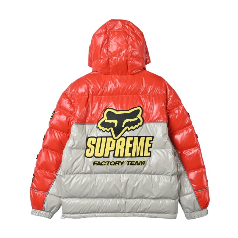 Supreme Fox Racing Red & Cream Puffer Down Jacket view