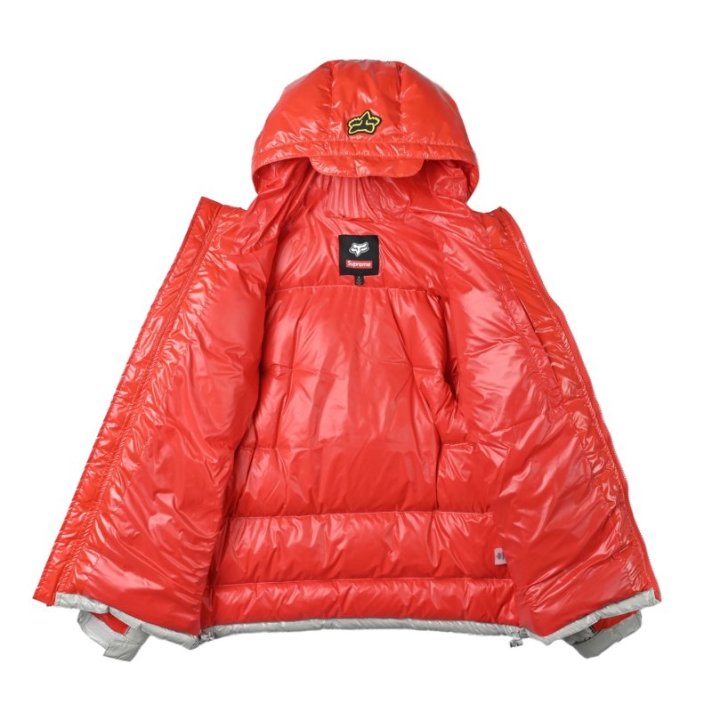 Supreme Fox Racing Red & Cream Puffer Down Jacket view
