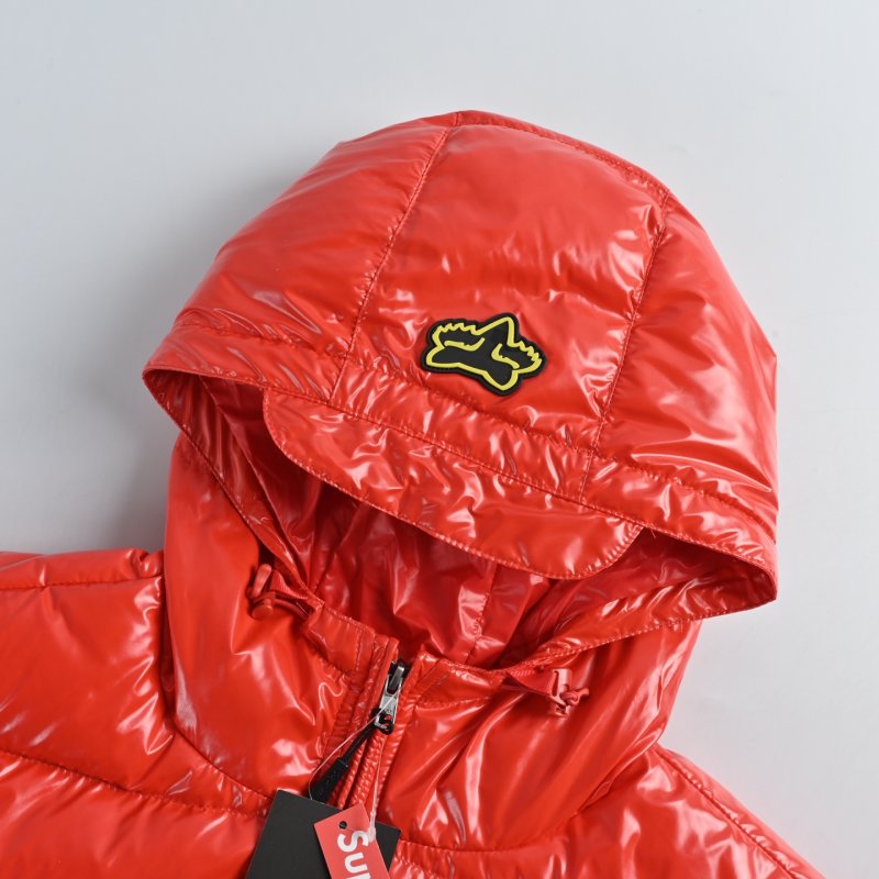 Supreme Fox Racing Red & Cream Puffer Down Jacket view