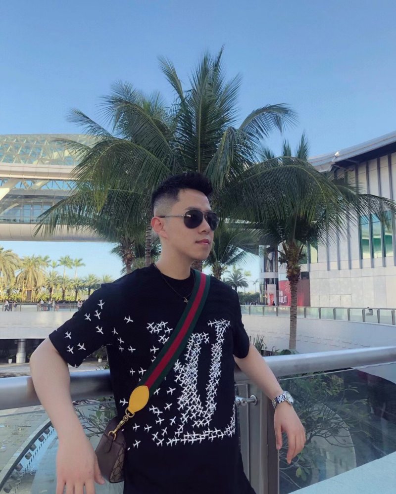 Black Graphic Print Short Sleeve T-Shirt with Bird & Text Design