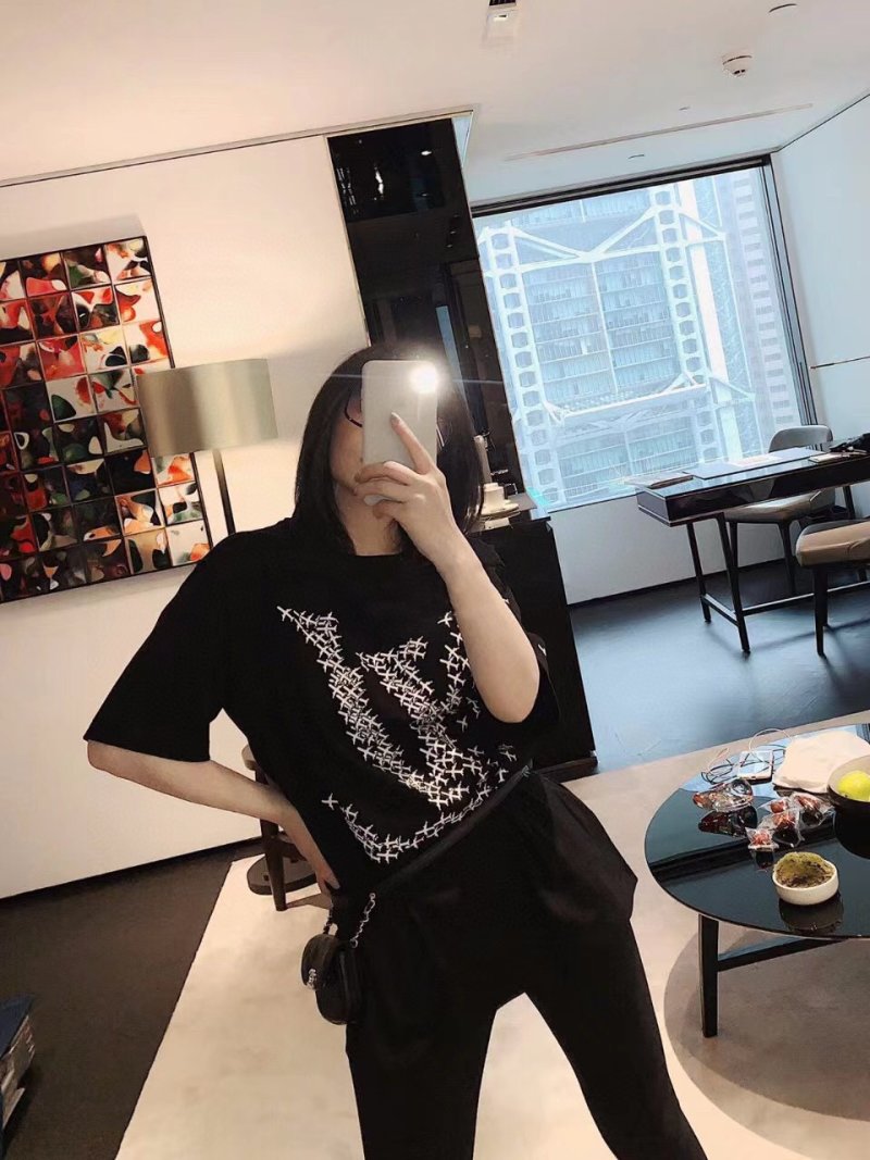 Black Graphic Print Short Sleeve T-Shirt with Bird & Text Design view