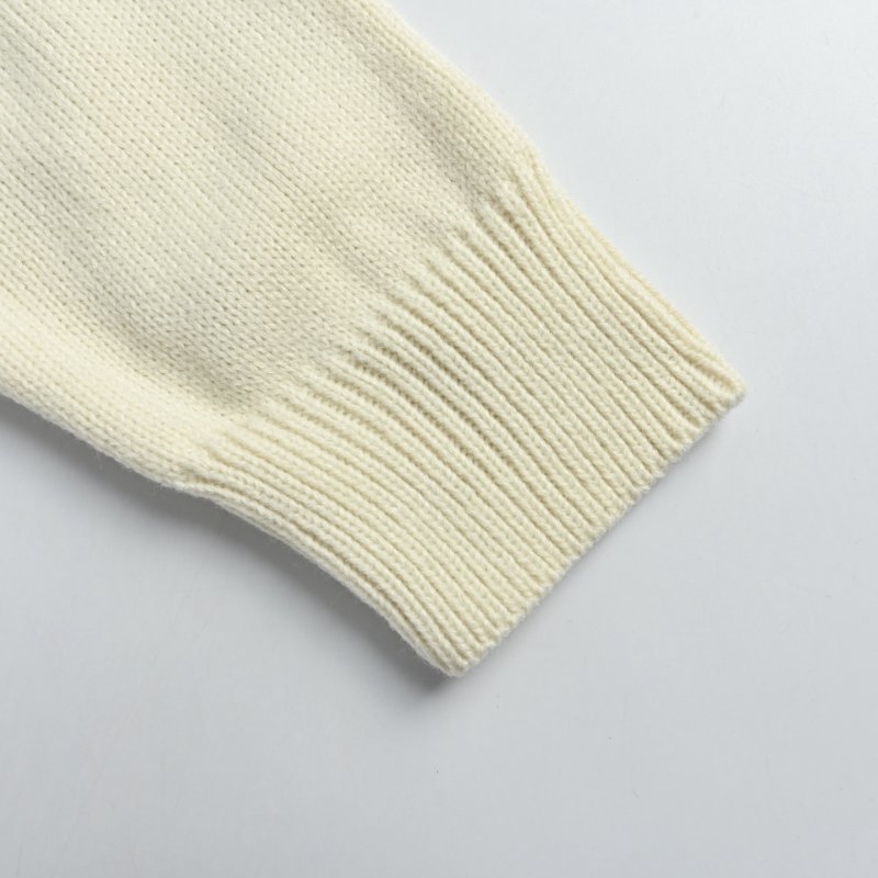 Cream Ribbed Knit Sweater with Embossed Logo view