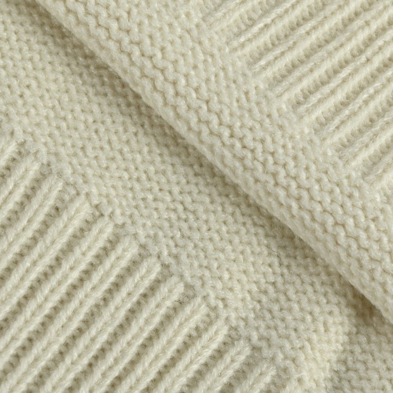 Cream Ribbed Knit Sweater with Embossed Logo view