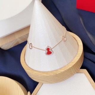 Red Heart Gourd Charm Bracelet with Crystal Accents view 2