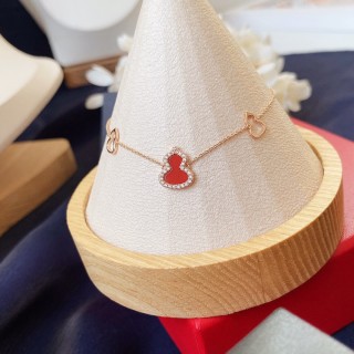 Red Heart Gourd Charm Bracelet with Crystal Accents view 3
