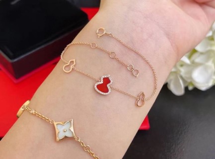 Red Heart Gourd Charm Bracelet with Crystal Accents view 8