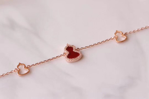 Red Heart Gourd Charm Bracelet with Crystal Accents view 9