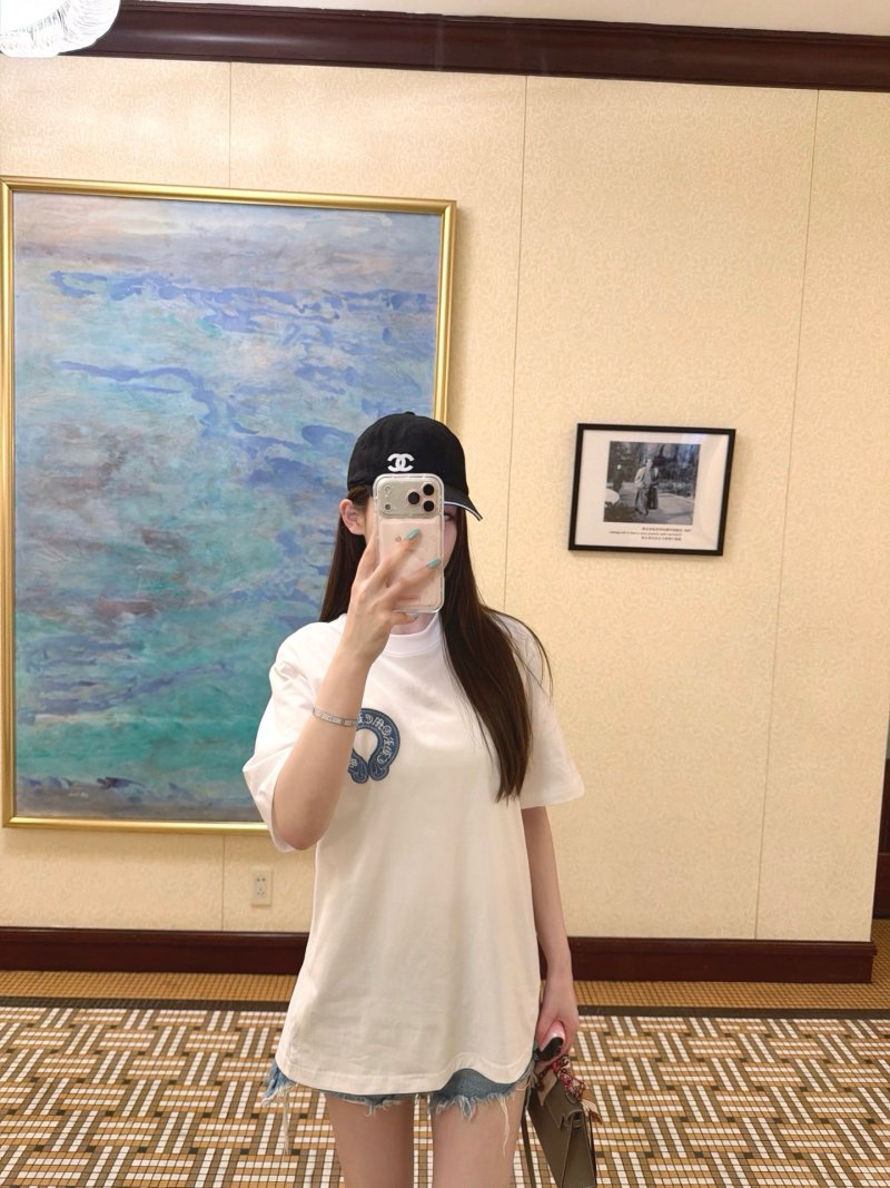 Chanel White Logo Short Sleeve T-Shirt