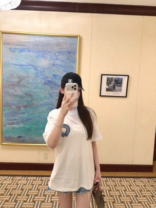 Chanel White Logo Short Sleeve T-Shirt