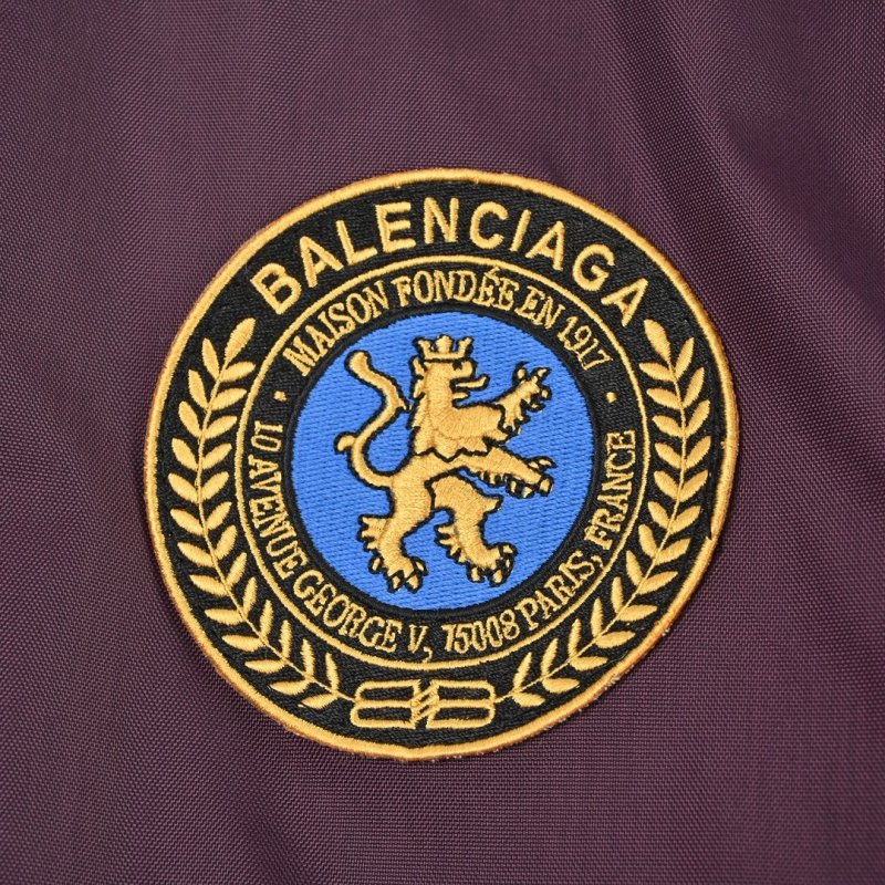 Burgundy Nylon Bomber Jacket with Chest Patch view