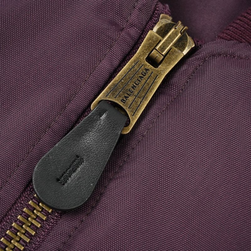 Burgundy Nylon Bomber Jacket with Chest Patch view