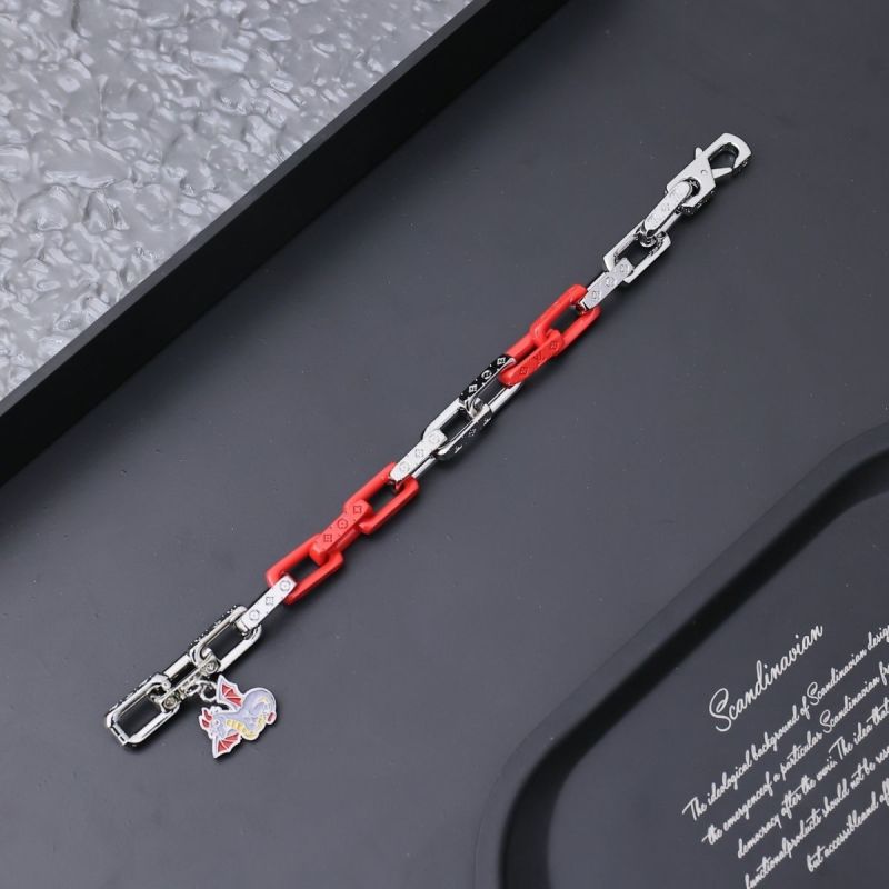 Louis Vuitton Metal Chain Link Red Resin Dragon Charm Bracelet