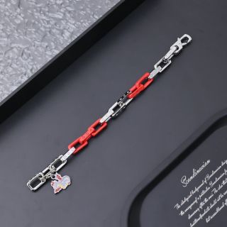 Louis Vuitton Metal Chain Link Red Resin Dragon Charm Bracelet
