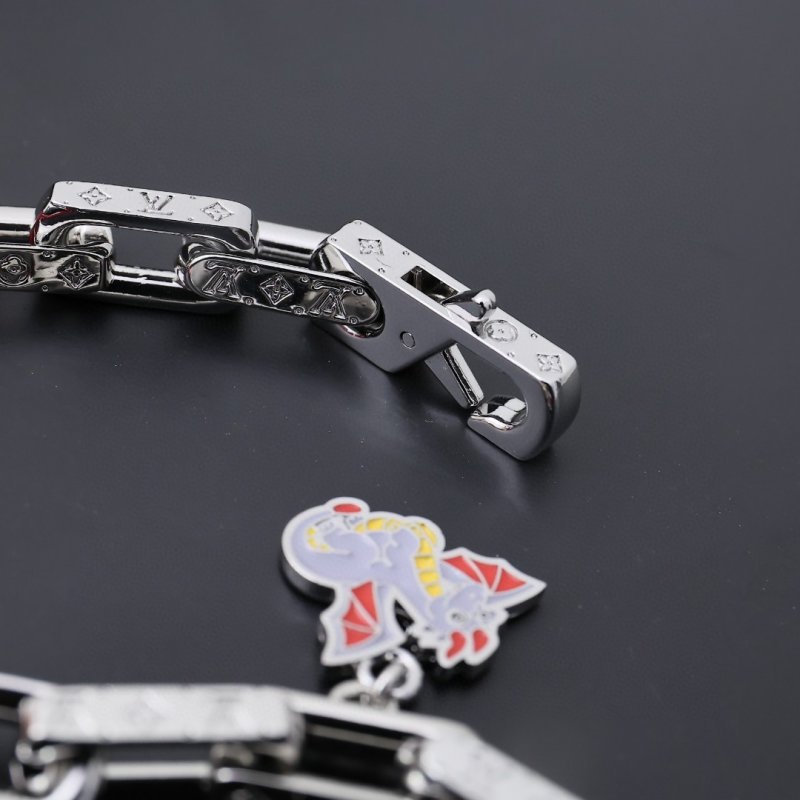Louis Vuitton Metal Chain Link Red Resin Dragon Charm Bracelet view