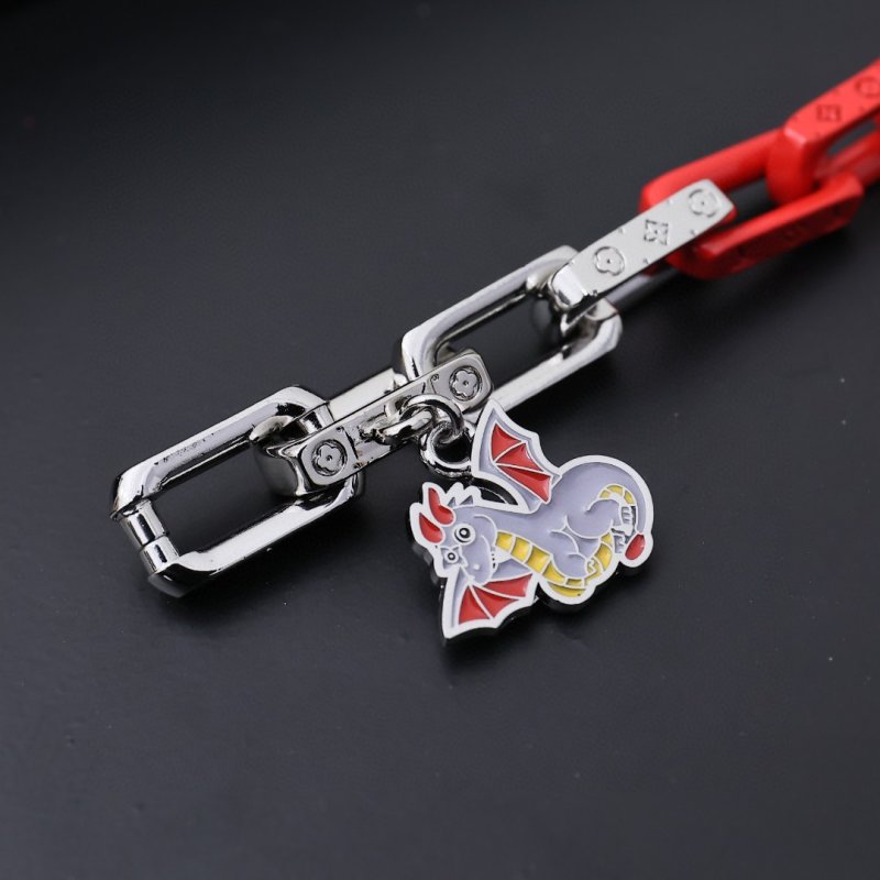 Louis Vuitton Metal Chain Link Red Resin Dragon Charm Bracelet view