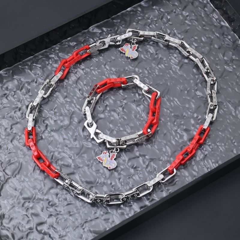 Louis Vuitton Metal Chain Link Red Resin Dragon Charm Bracelet view