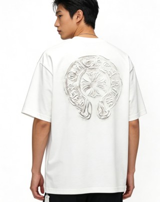 Essentials Cream Circular Logo T-Shirt view 3