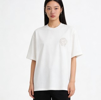 Essentials Cream Circular Logo T-Shirt view 4