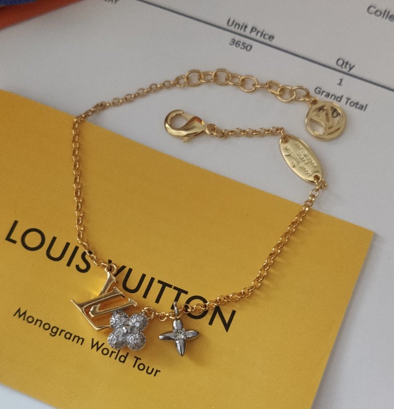 Louis Vuitton Gram Monogram Floral Zirconia Bracelet Gold view